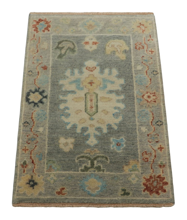 Modern Oushak Floral Rug