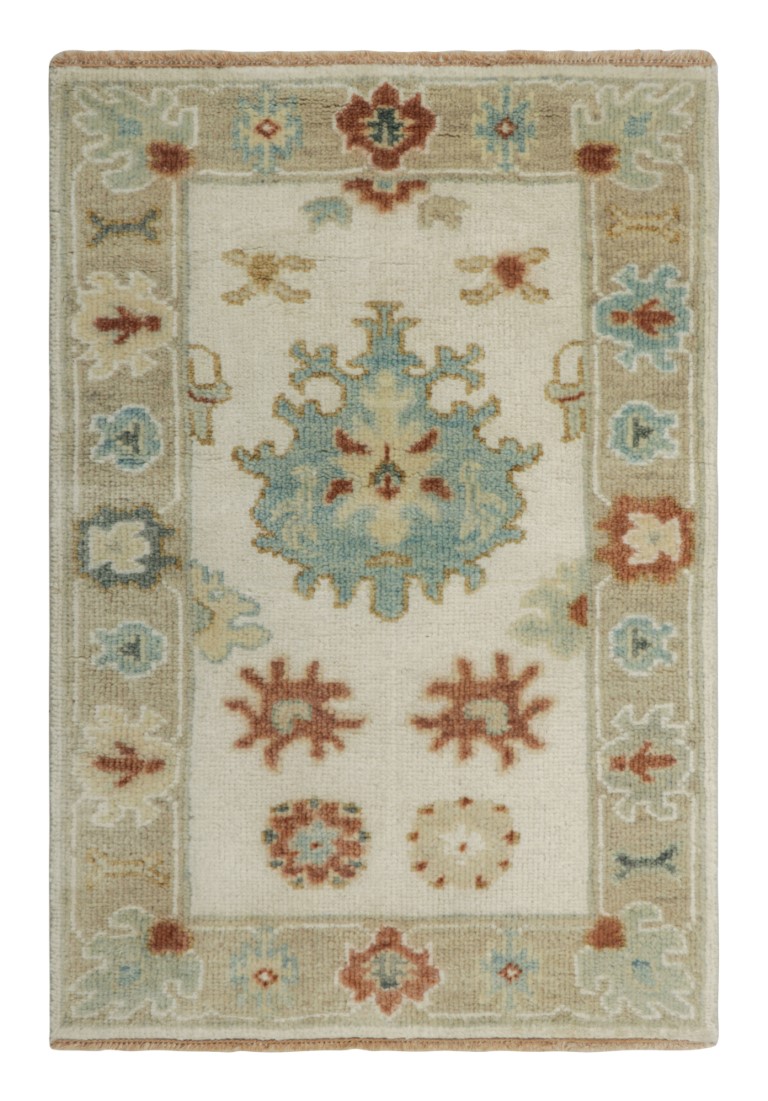 Modern Oushak Floral Rug