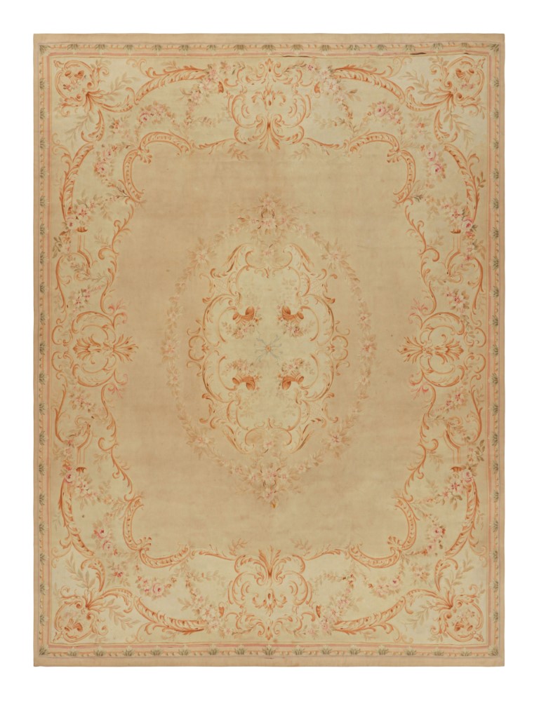 Antique Aubusson Floral Rug