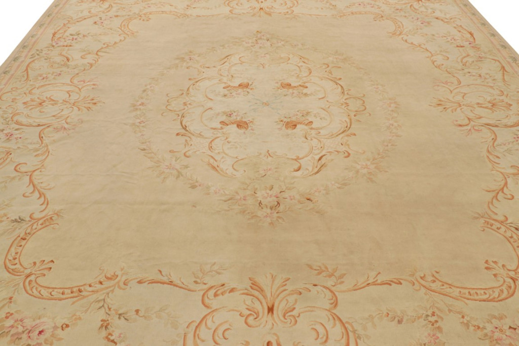 Antique Aubusson Floral Rug