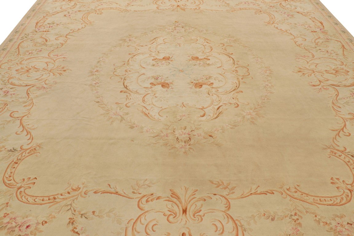 Antique Aubusson Floral Rug