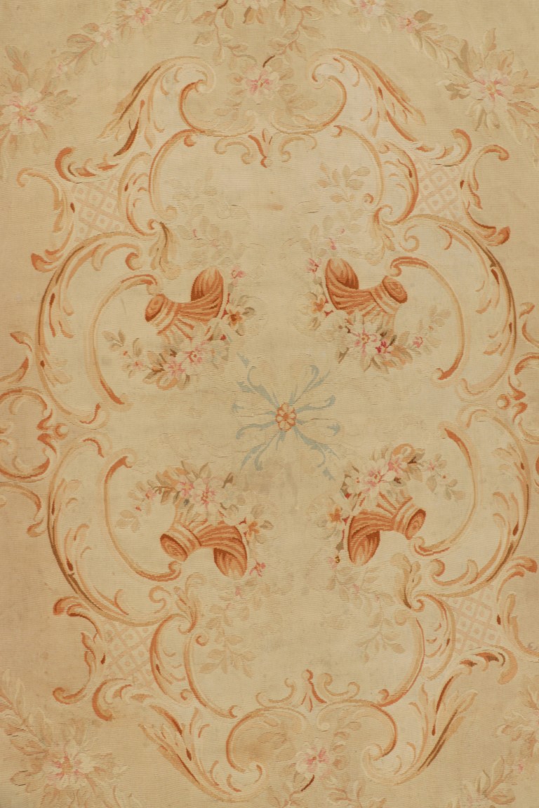 Antique Aubusson Floral Rug