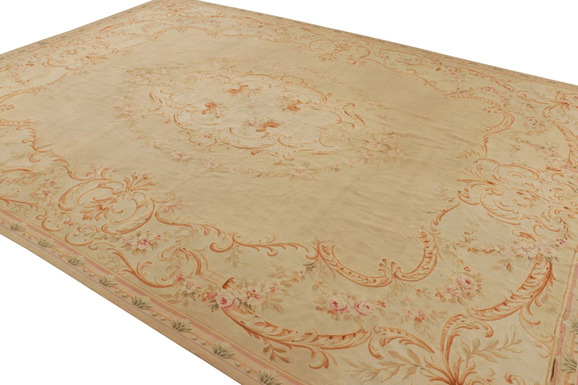 Antique Aubusson Floral Rug