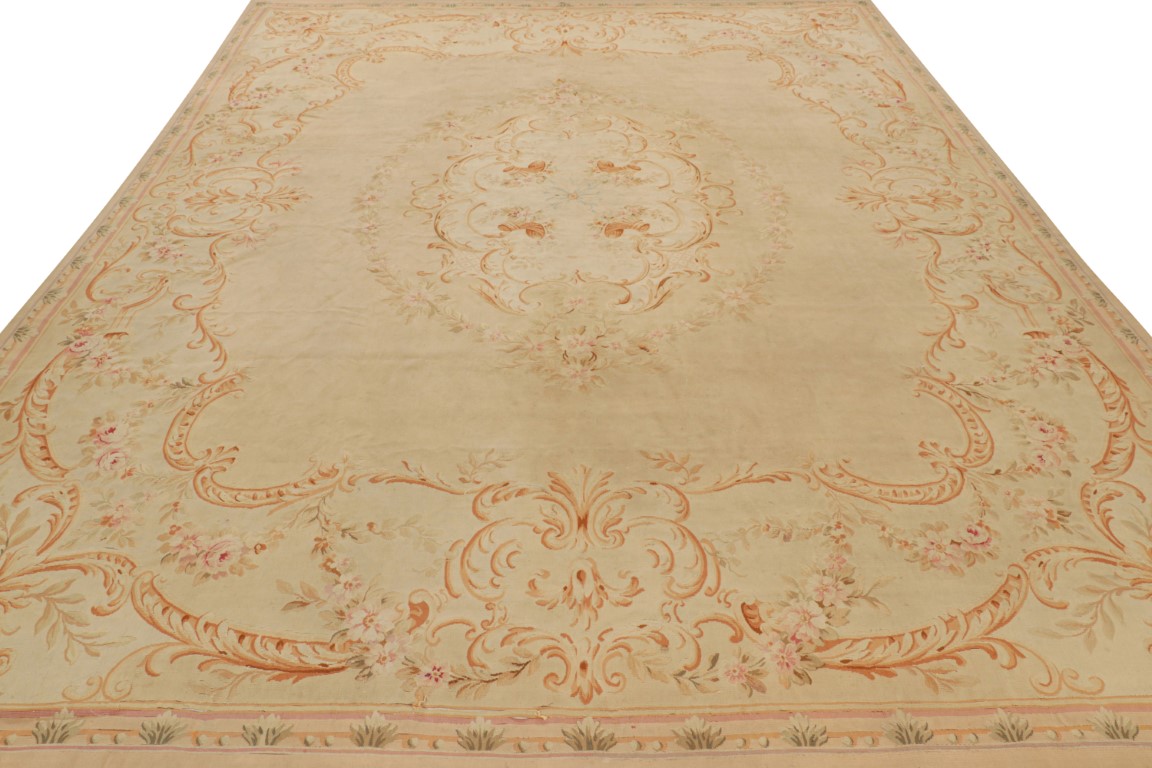 Antique Aubusson Floral Rug