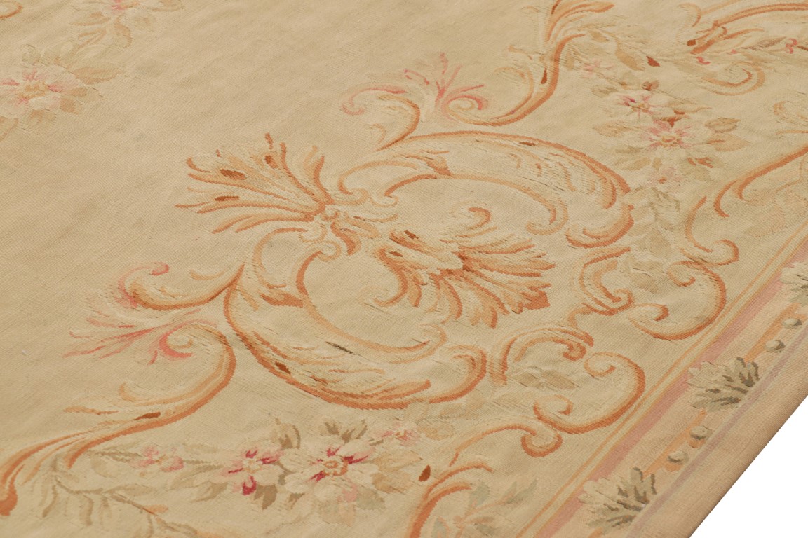 Antique Aubusson Floral Rug