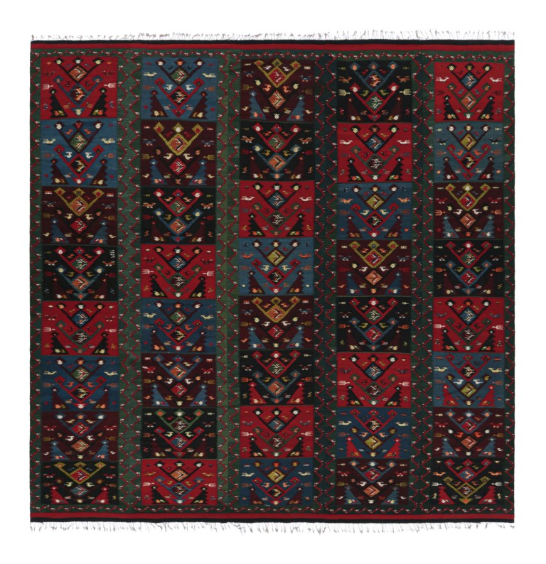 Vintage Turkish Geometric Kilim