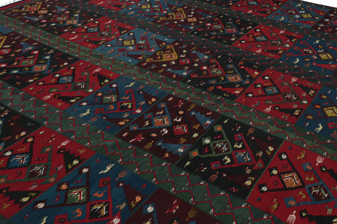 Vintage Turkish Geometric Kilim