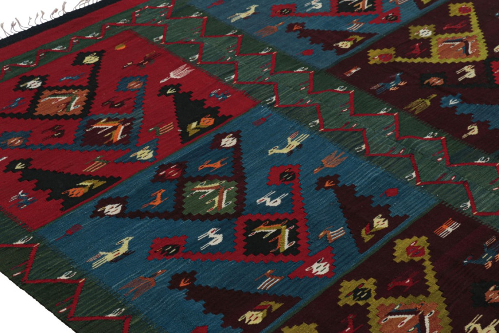 Vintage Turkish Geometric Kilim