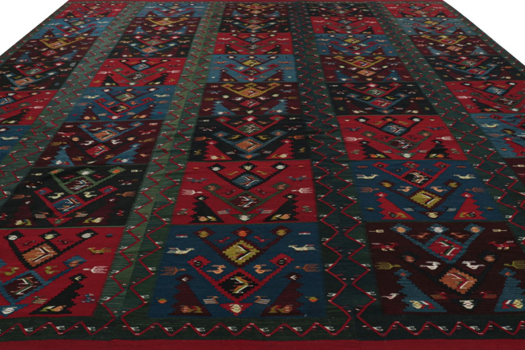 Vintage Turkish Geometric Kilim