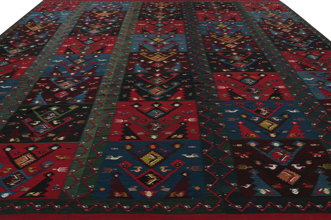 Vintage Turkish Geometric Kilim