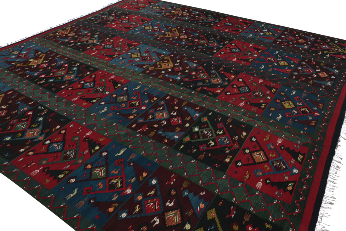Vintage Turkish Geometric Kilim