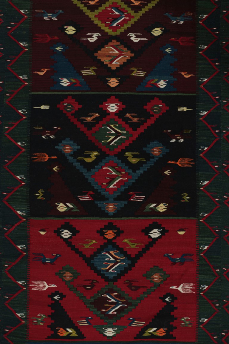 Vintage Turkish Geometric Kilim