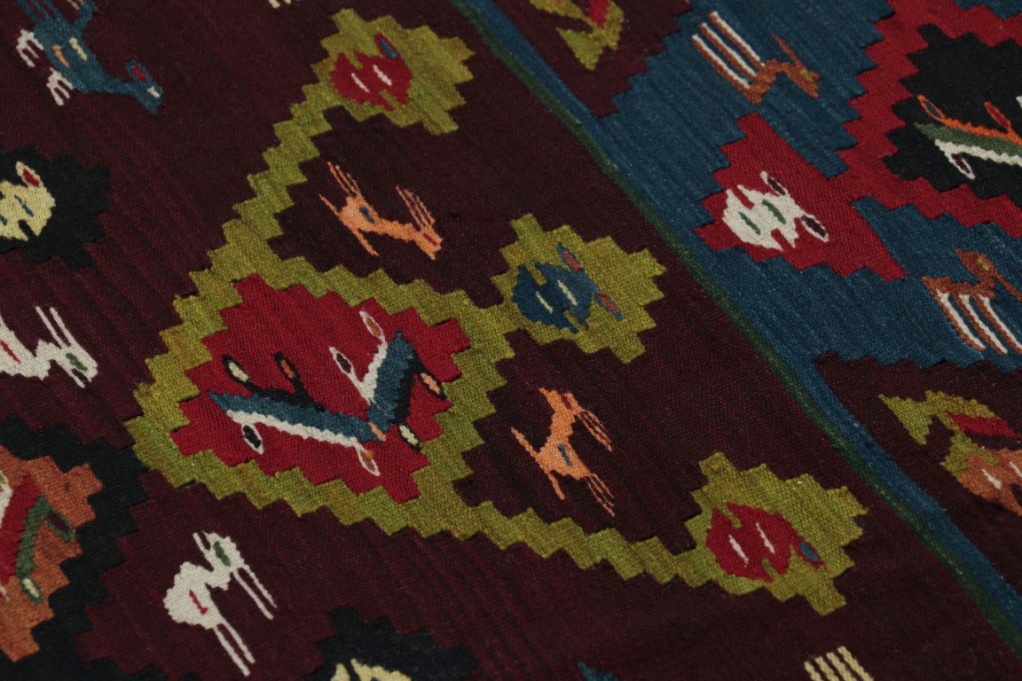 Vintage Turkish Geometric Kilim