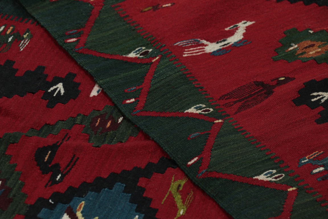 Vintage Turkish Geometric Kilim
