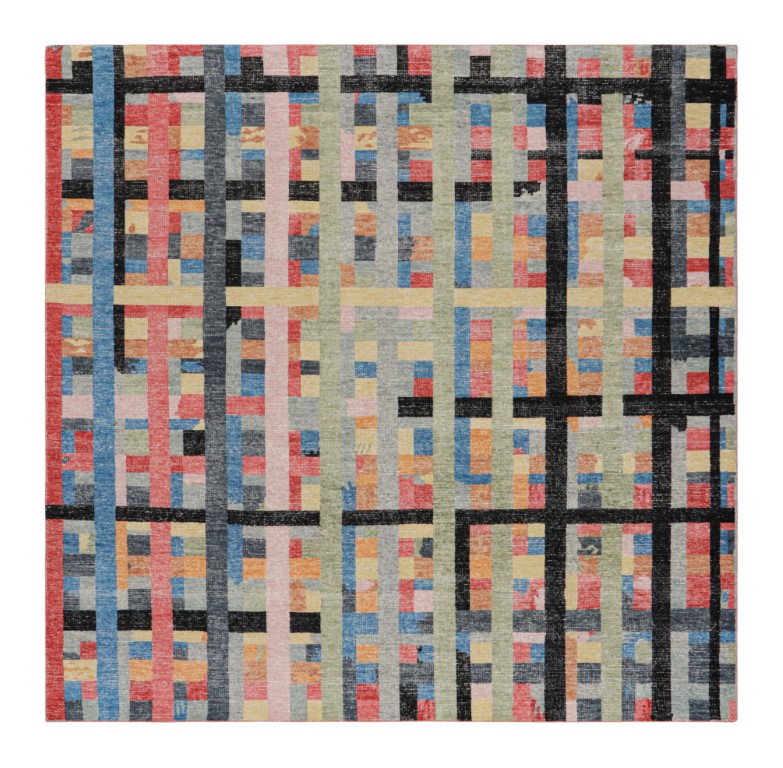 Distressed Polychromatic Geometric Rug