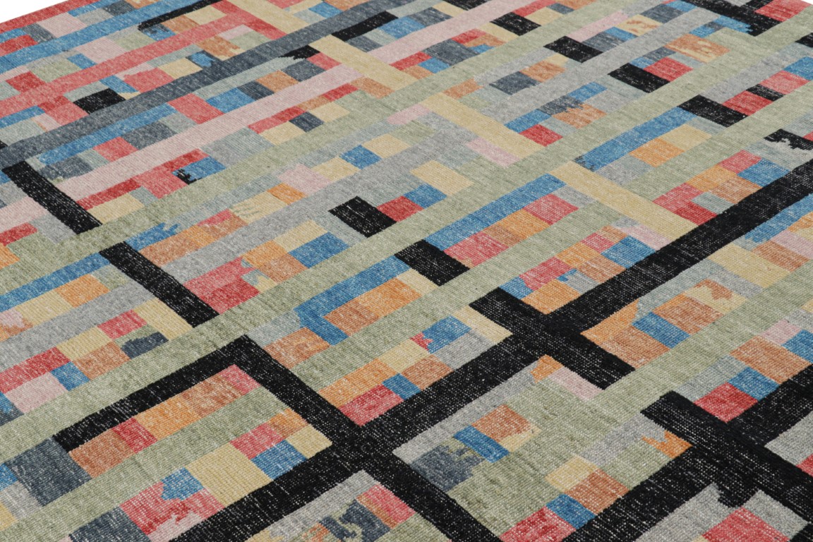 Distressed Polychromatic Geometric Rug