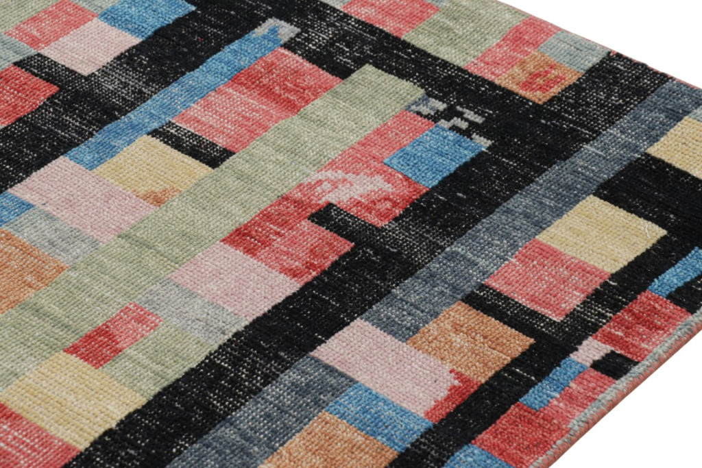 Distressed Polychromatic Geometric Rug