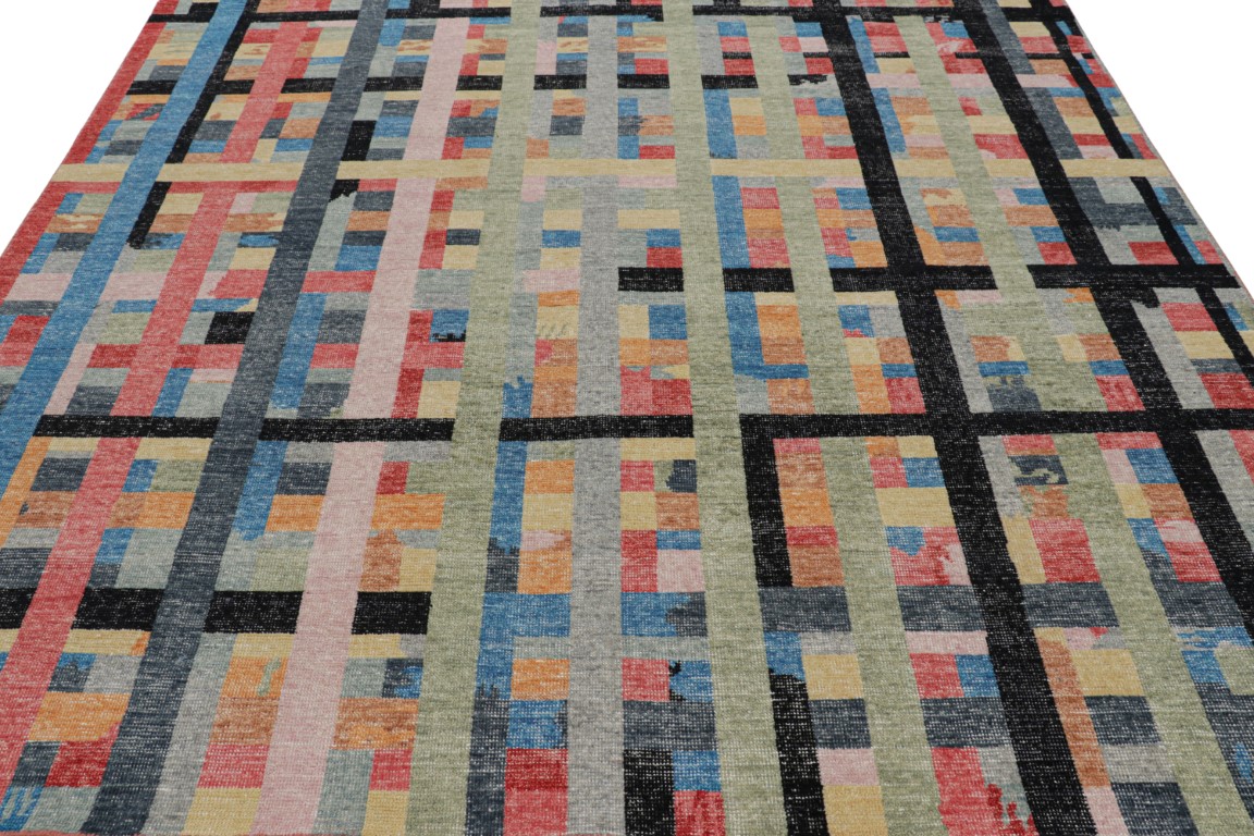 Distressed Polychromatic Geometric Rug