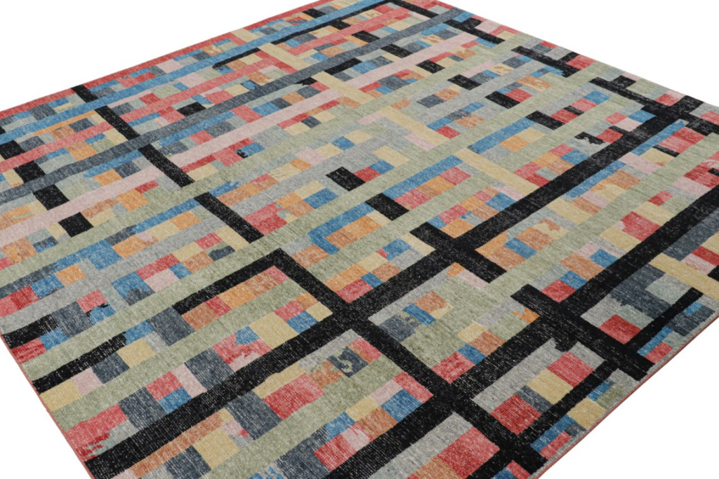 Distressed Polychromatic Geometric Rug