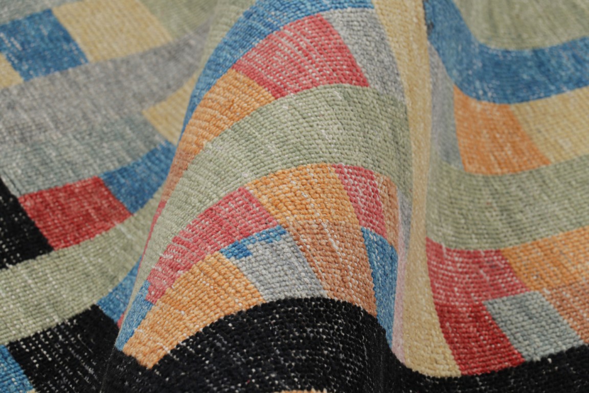 Distressed Polychromatic Geometric Rug