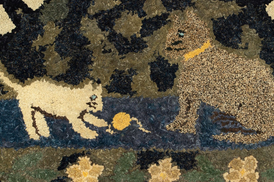 Antique Hooked Demi Lune Rug