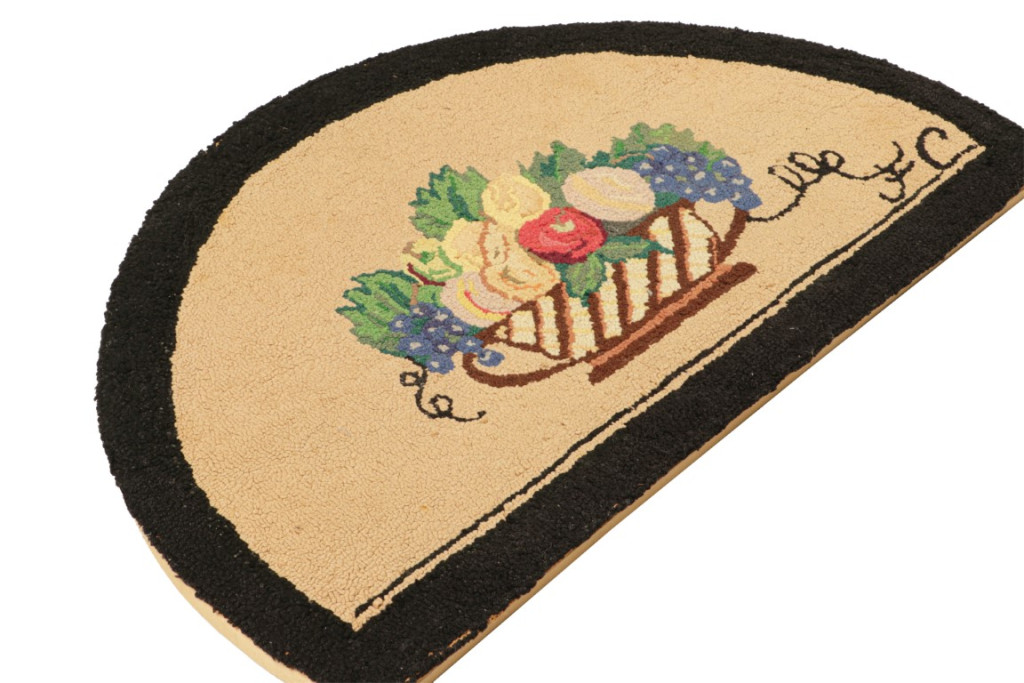 Antique Hooked Demi Lune Rug