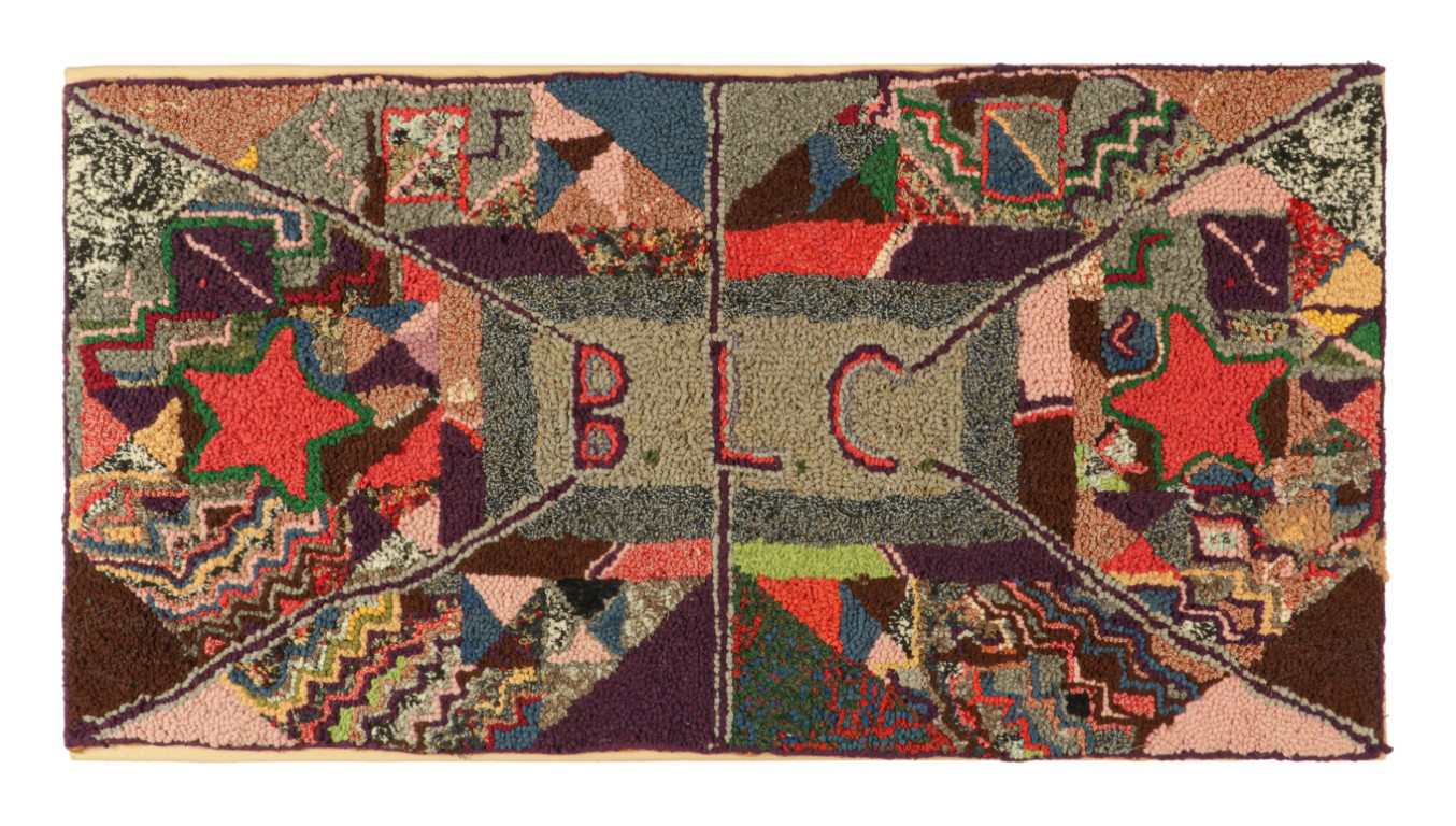 Antique Hooked Abstract Rug