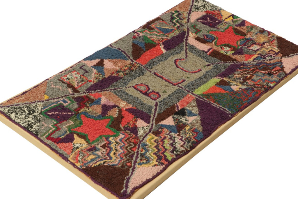 Antique Hooked Abstract Rug