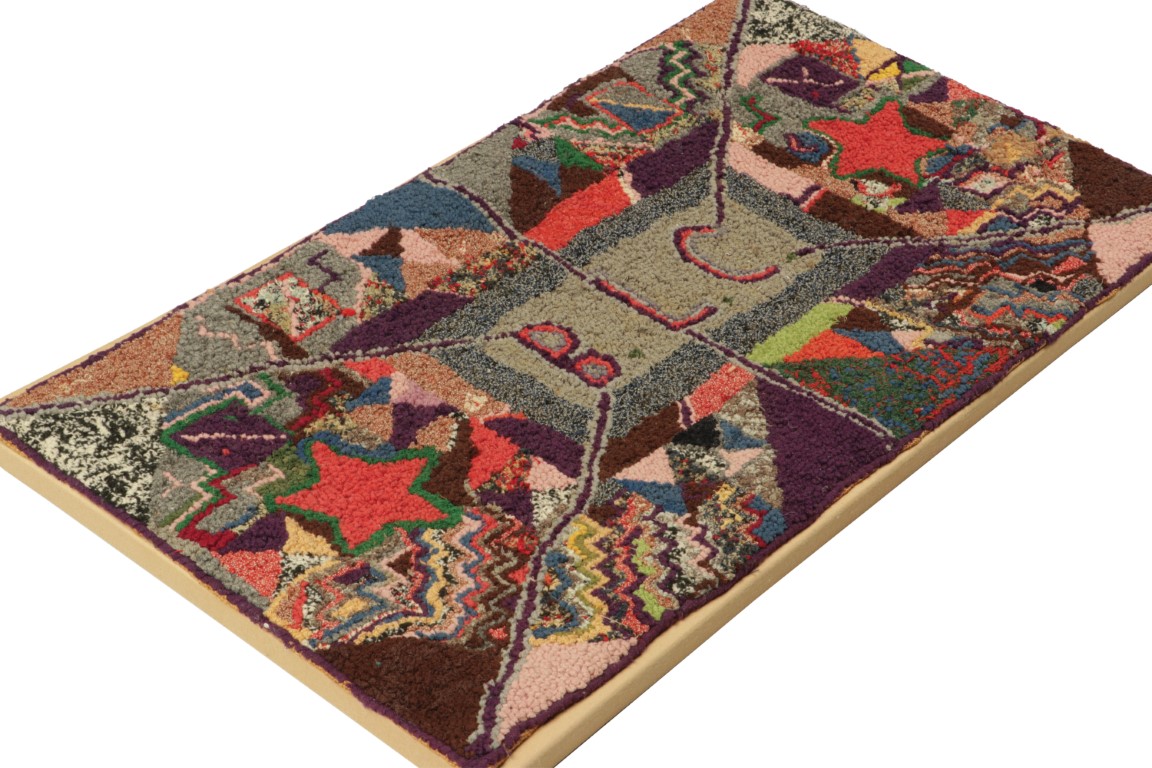 Antique Hooked Abstract Rug