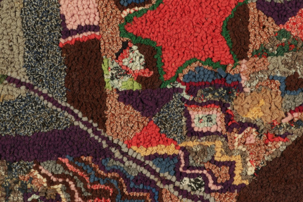 Antique Hooked Abstract Rug