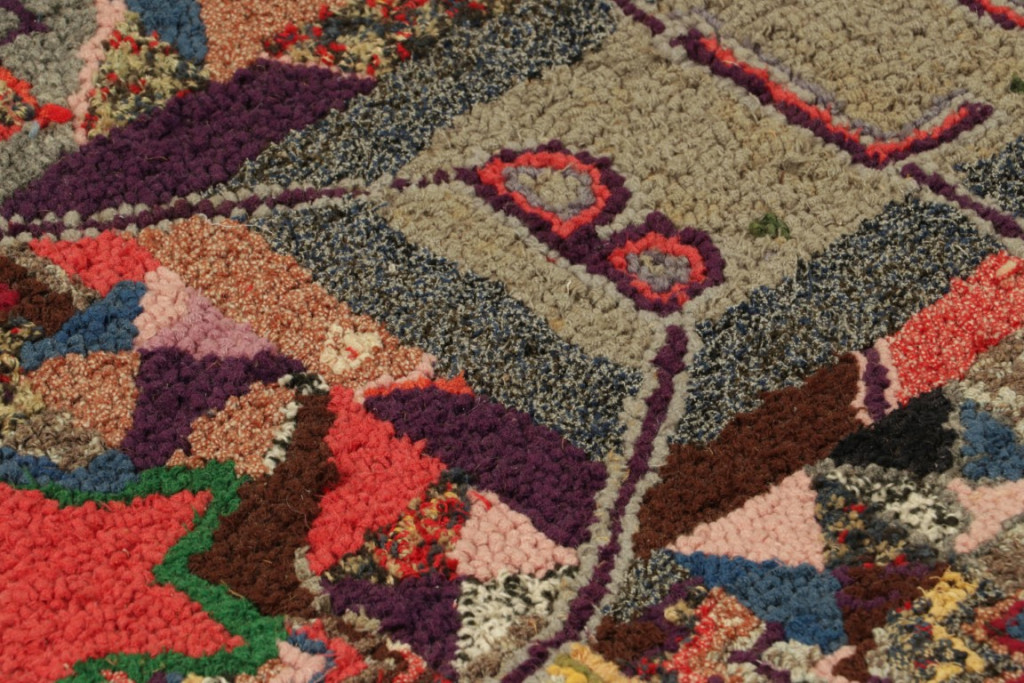 Antique Hooked Abstract Rug