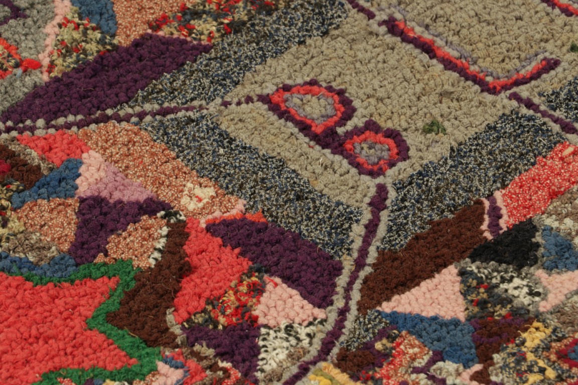 Antique Hooked Abstract Rug