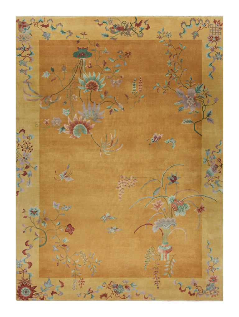 Chinese Art Deco Floral Rug