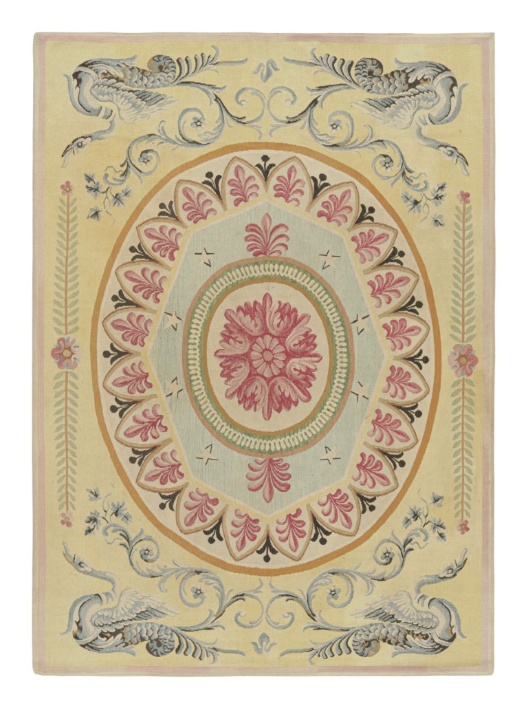 Antique Aubusson Floral Rug