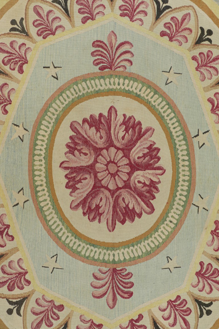 Antique Aubusson Floral Rug