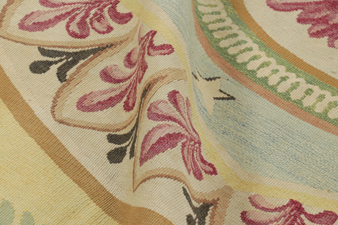 Antique Aubusson Floral Rug