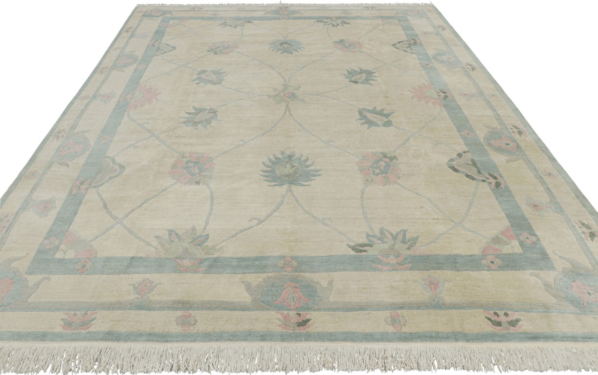 Modern Oushak Floral Rug