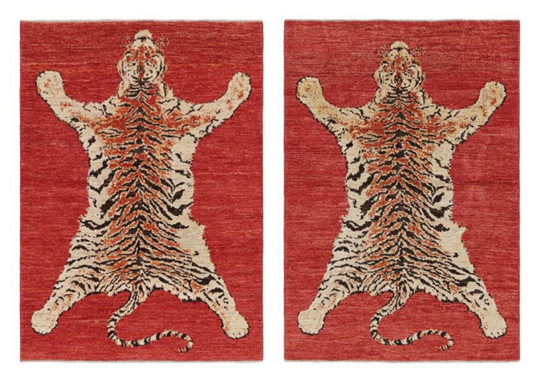 Twin Tiger-Skin Rug Pair