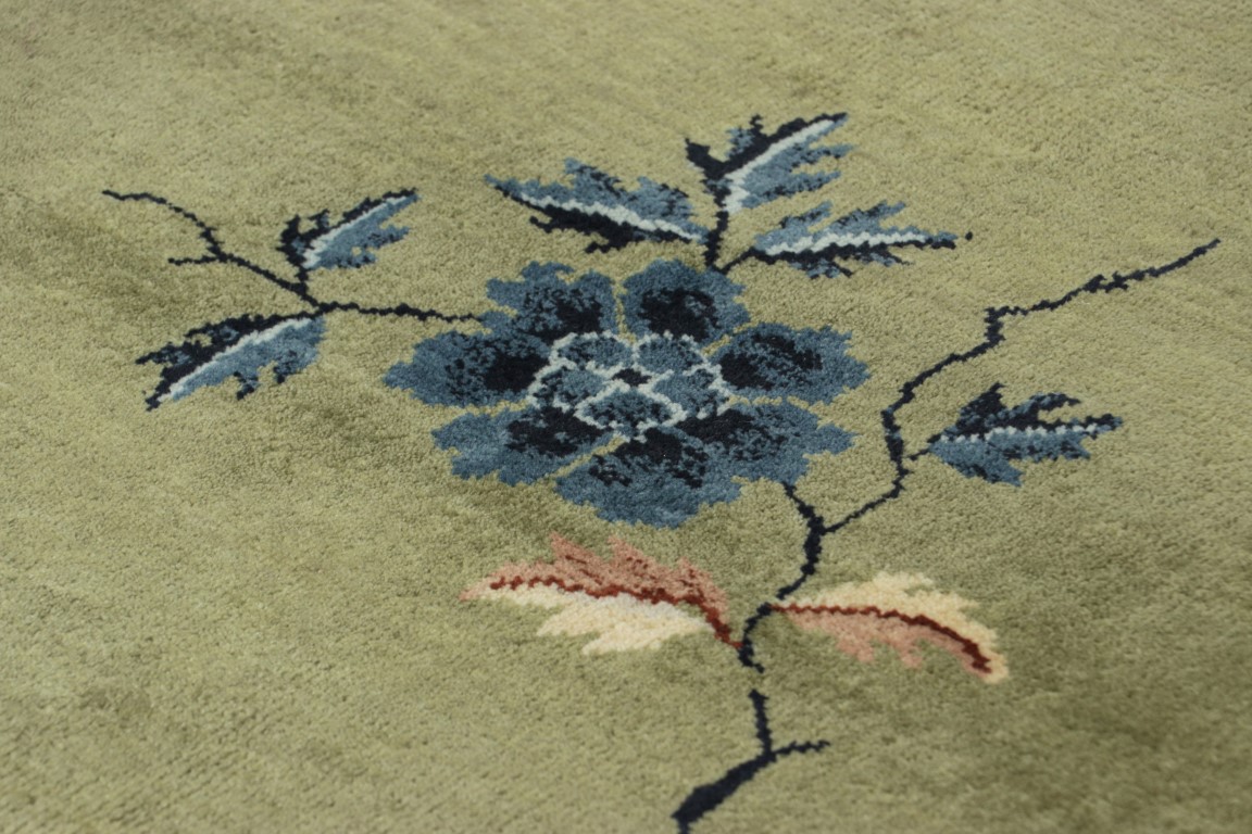 Chinese Art Deco Floral Runner Rug