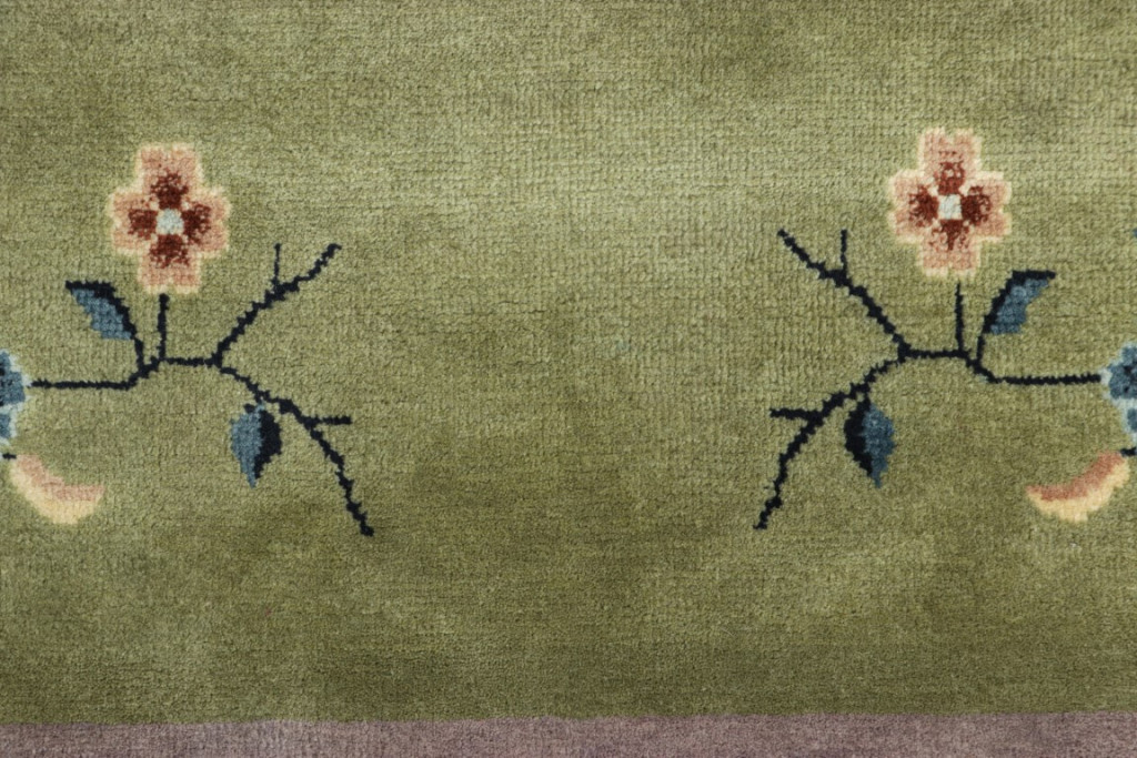 Chinese Art Deco Floral Runner Rug