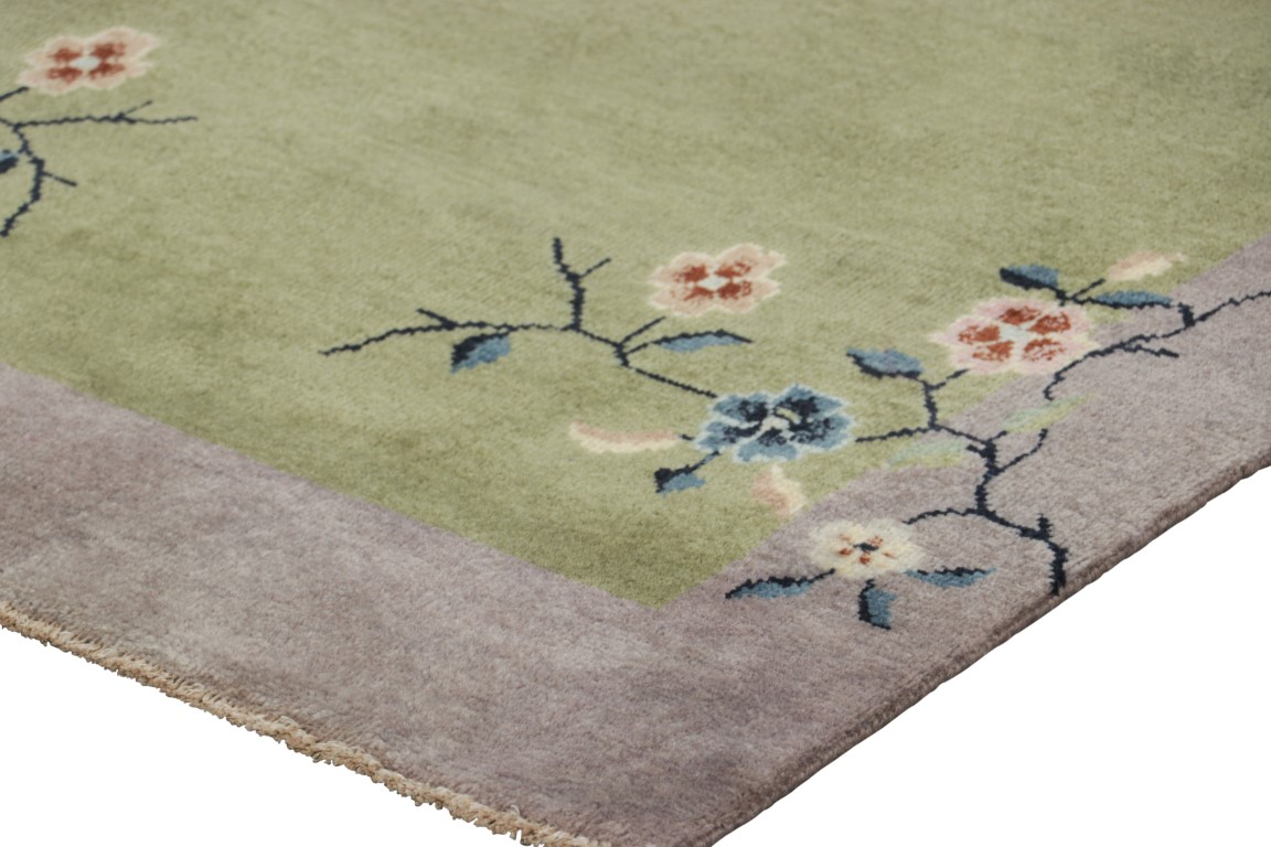 Chinese Art Deco Floral Runner Rug