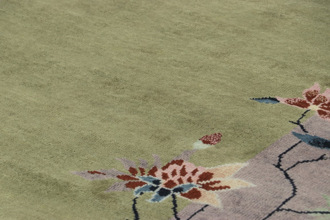 Chinese Art Deco Floral Runner Rug
