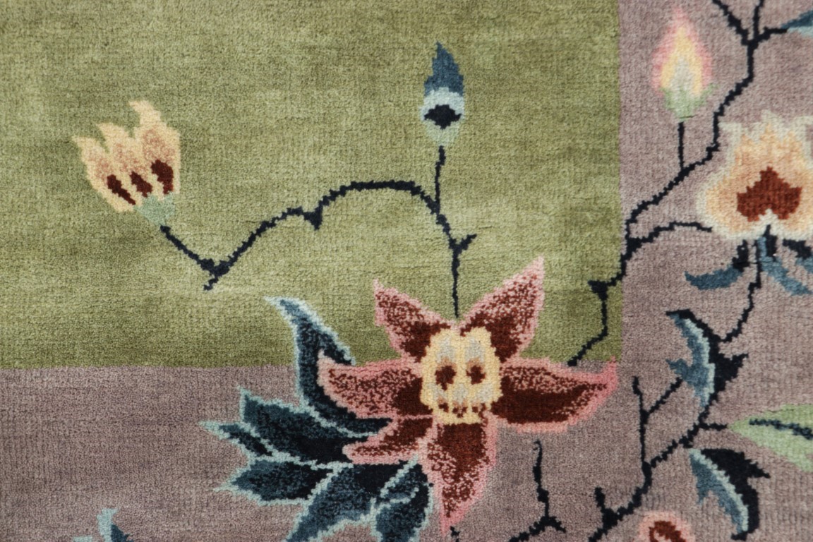 Chinese Art Deco Floral Runner Rug