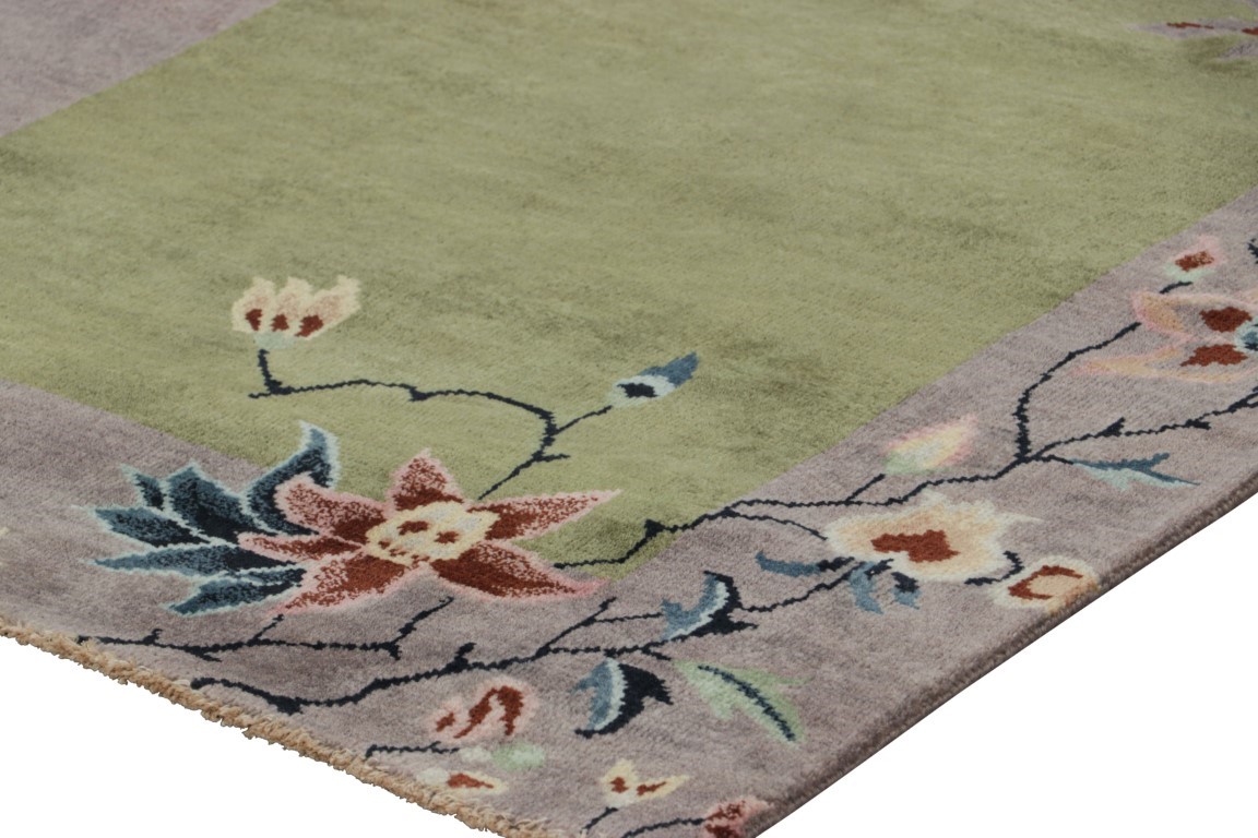 Chinese Art Deco Floral Runner Rug