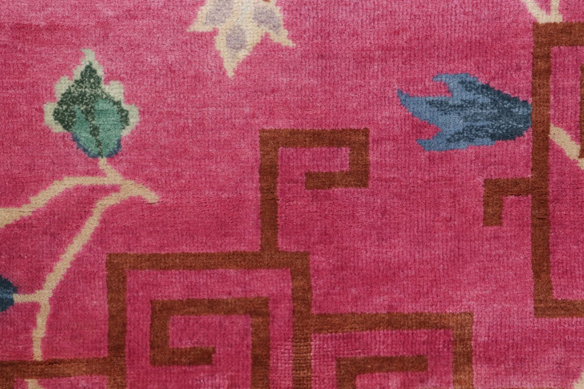 Chinese Art Deco Floral Runner Rug