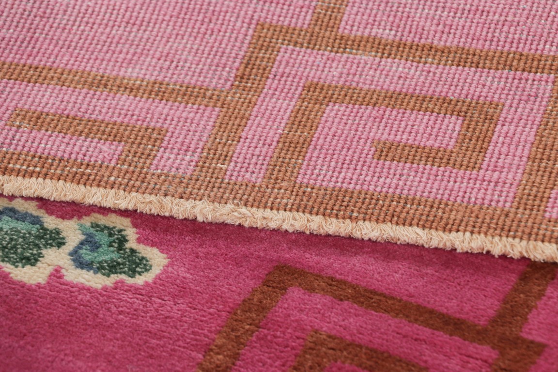Chinese Art Deco Floral Runner Rug