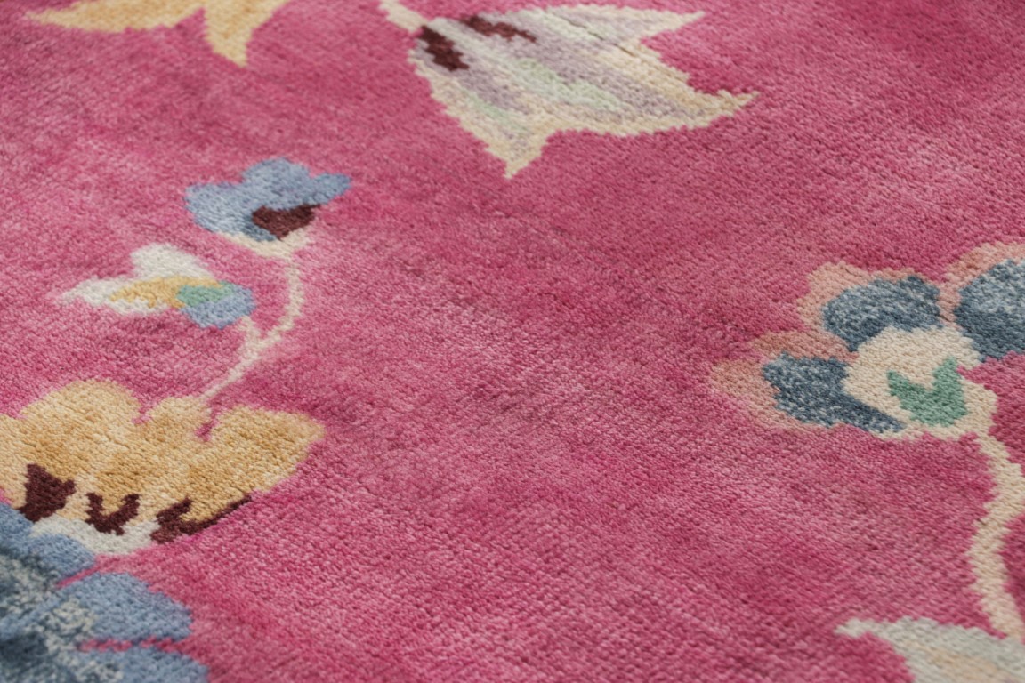 Chinese Art Deco Floral Runner Rug