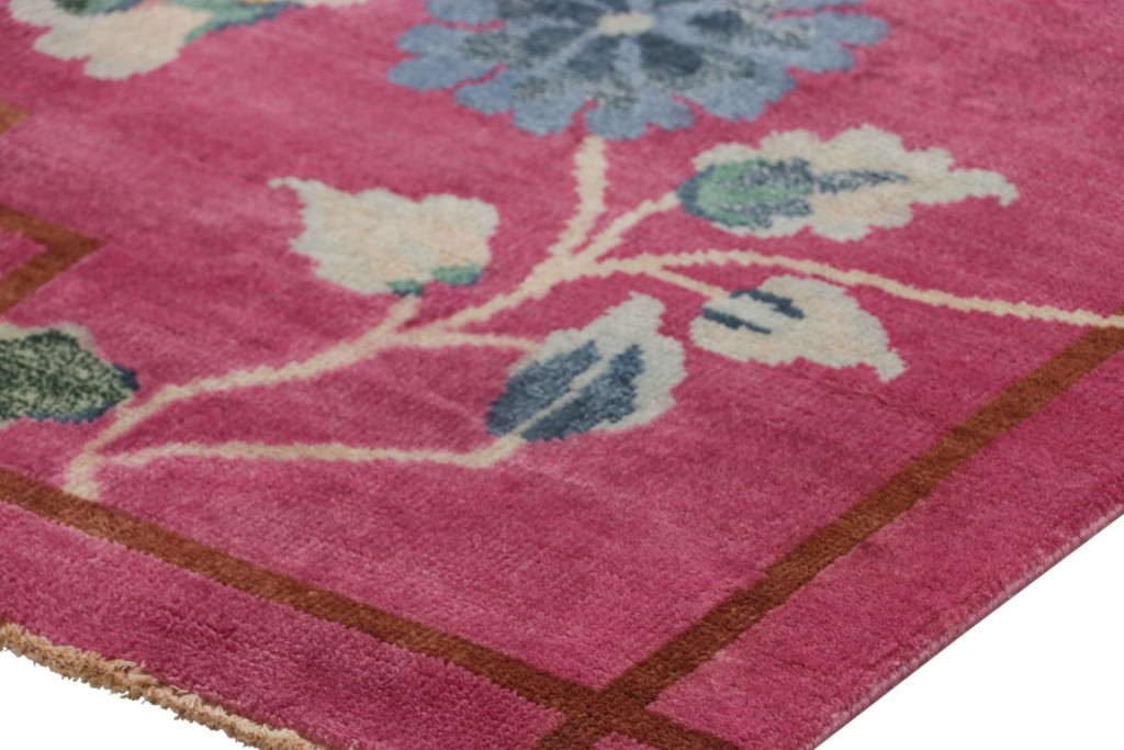 Chinese Art Deco Floral Runner Rug