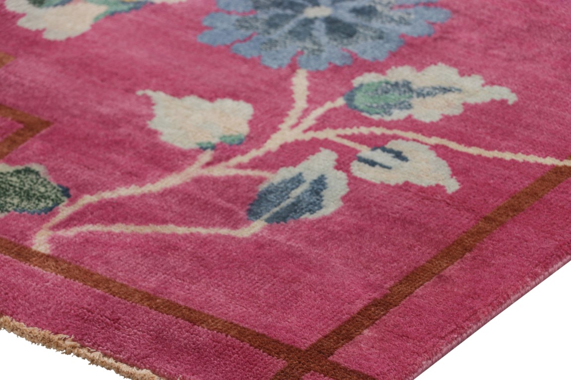 Chinese Art Deco Floral Runner Rug