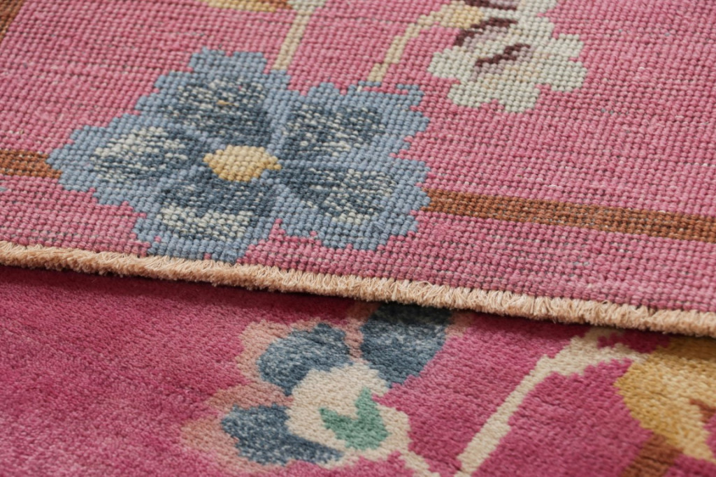 Chinese Art Deco Floral Runner Rug